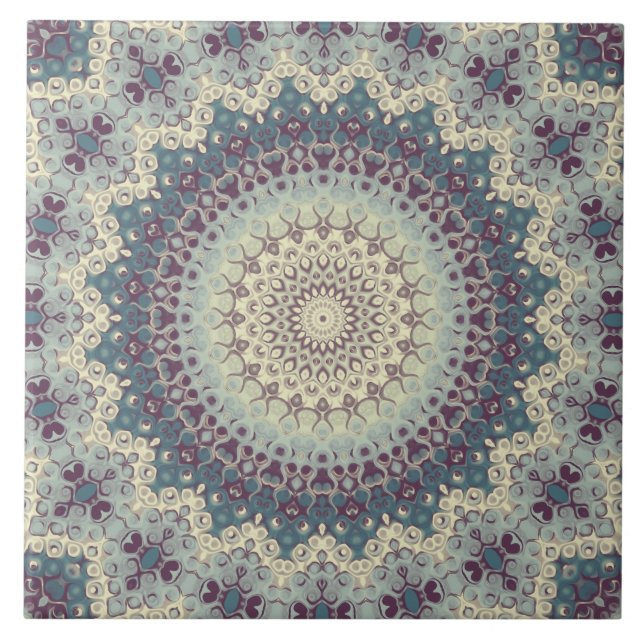 Desenho de Padrão Mandala em Turquesa e Creme (Frente)