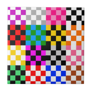 Desenho de padrão xadrez colorido em patchwork