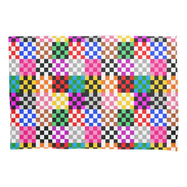 Desenho de padrão xadrez colorido em patchwork  (Frente)