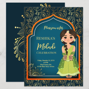 Desenho de padrões indianos árabes Mehndi em verde