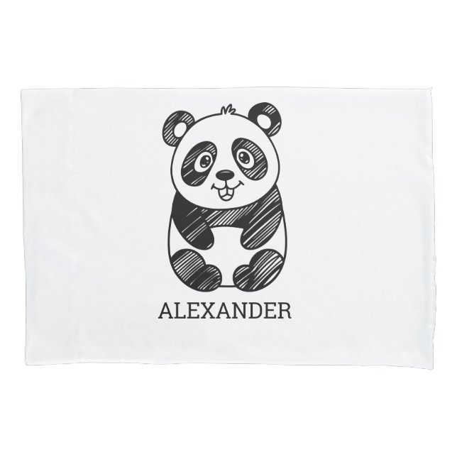 Desenho de Panda Branco e Preto Minimalista (Frente)