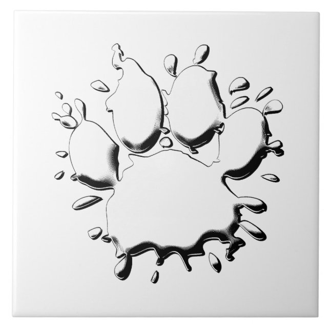 Desenho de Pata de Cachorro de Prata (Frente)