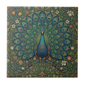Desenho de pavão boêmio vintage elegante