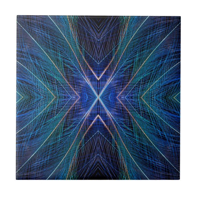 Desenho de Pena Fractal Azul (Frente)