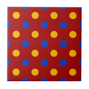 Desenho de Pontos Polka Vermelho Azul Amarelo