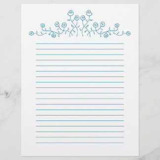 Desenho de rosas de arte de linha azul.