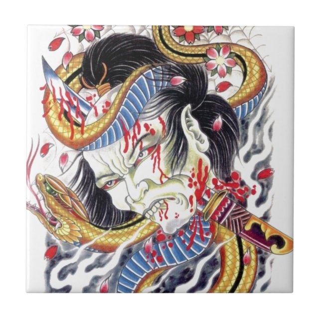 Desenho de Tatuagem Grotesca e de Cobra (Frente)