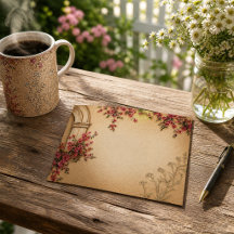 Desenho de Textura em Ocre Quente com Bordas Flora