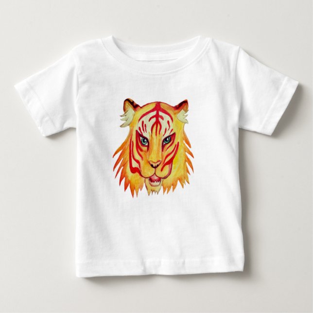Desenho de Tigre de Camisa de Bebê Fine Jersey (Frente)