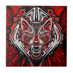 Desenho de Totem Tribal Haida de Lobo