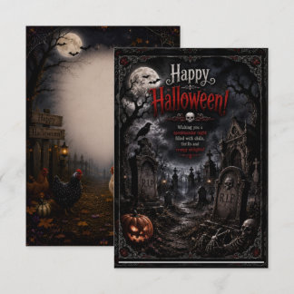 desenho de túmulo de cartão de halloween frente ve