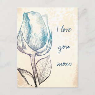 Desenho de um rosa, cartão postal