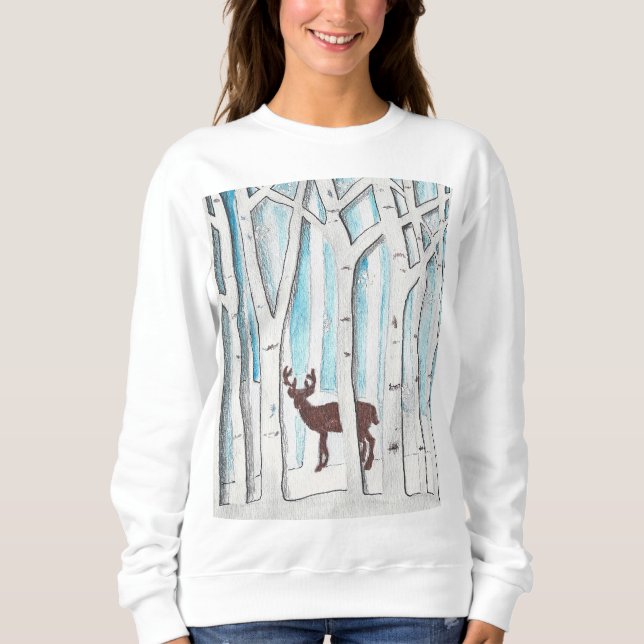 desenho de Veado de Inverno em um Capuz / Suéter (Frente)