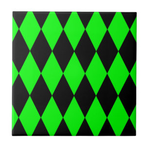 Desenho de Xadrez Diamantes Arlequim Preto Verde