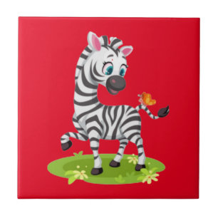 Desenho de Zebra Bebê Brincando com Borboleta