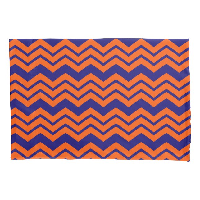 Desenho de ziguezague em chevron azul laranja (Frente)