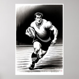 Desenho do Jogador de Rugby - Impressão de Arte