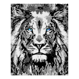 Desenho do Retrato de Leão da cinza - Impressão de