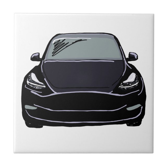 Desenho do veículo elétrico a preto SUV (Frente)