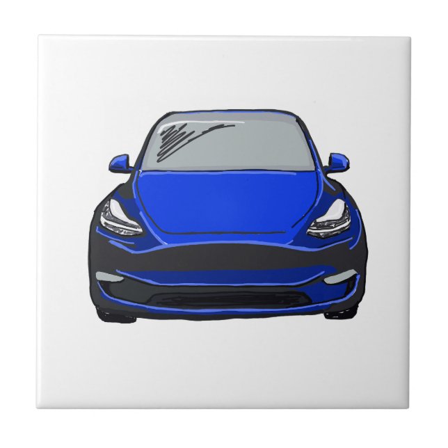 Desenho do veículo elétrico azul SUV (Frente)