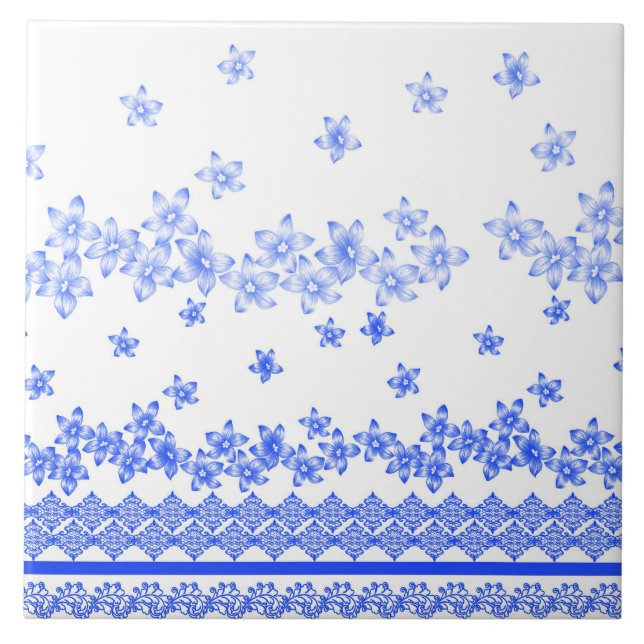 Desenho floral azul e branco, (Frente)