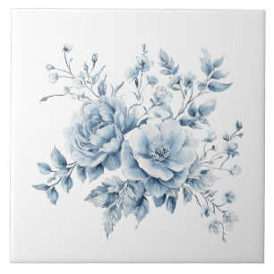 Desenho Floral Azul Elegante Vintage