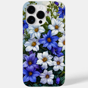 Desenho Floral Botânico Azul Elegante, Natureza Su