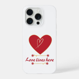 Desenho Floral Coração Vermelho – “O Amor Vive Aqu