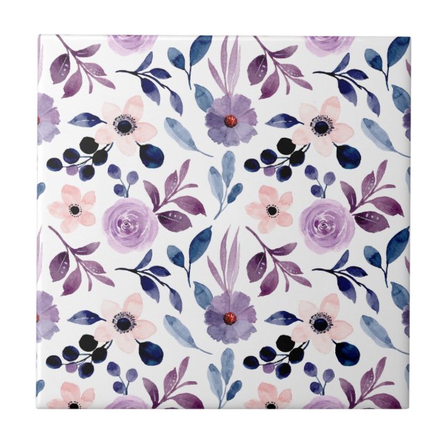 Desenho Floral Delicado com Folhas de Lavanda Azul (Frente)