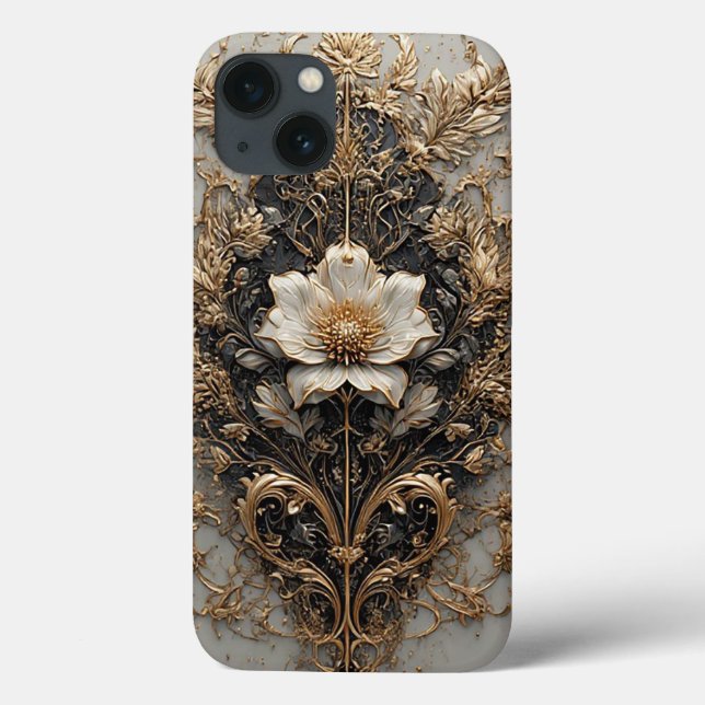 Desenho Floral Elegante com Padrões Ornamentados (Verso)