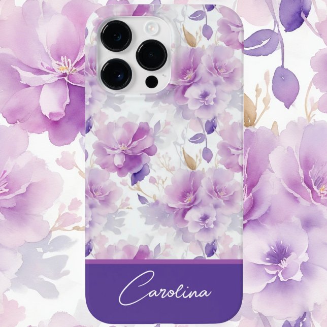 Desenho floral em aquarela roxo lilás elegante (Elegant purple watercolor floral pattern)