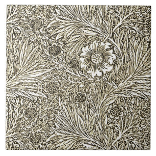 Desenho Floral Intrincado em Marrom e Branco