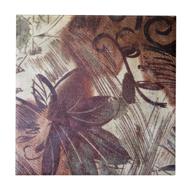 Desenho Floral Marrom Abstrato 1 (Frente)