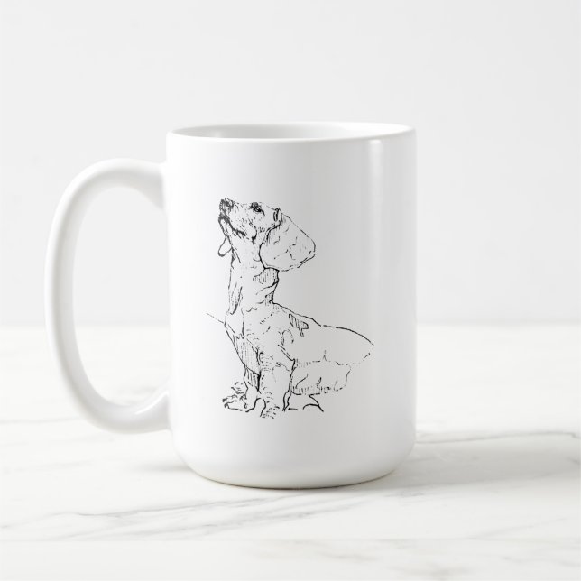 Desenho Fofo de Dachshund, Caneca de Café para Mãe (Esquerda)