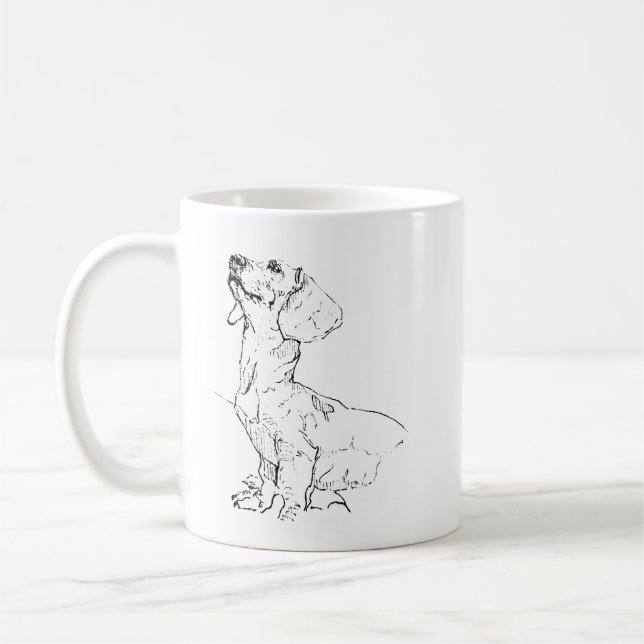 Desenho Fofo de Dachshund, Caneca de Café para Mãe (Esquerda)