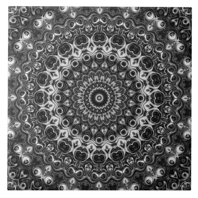 Desenho Geométrico Mandala Preto e Branco (Frente)