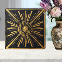 Desenho Geométrico Preto Dourado Art Déco Explosão