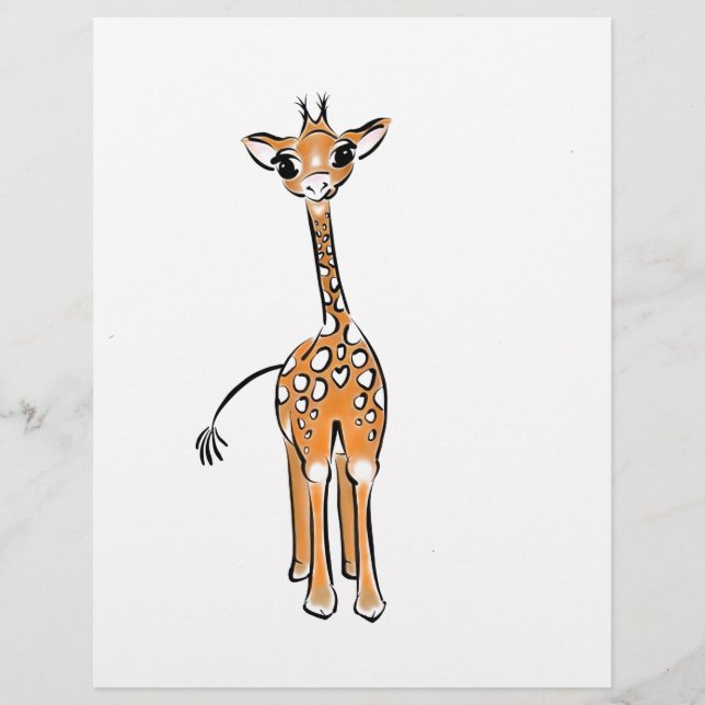 Desenho girafa bonito, animais safari (Frente)