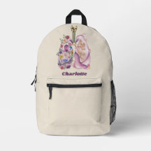 Desenho Médico de Anatomia Pulmonar Floral em Aqua