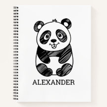Desenho Minimalista de Panda Fofo em Preto e Branc