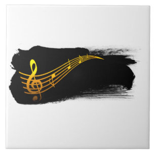 Desenho Musical de Clave de Sol Amarelo-Dourado