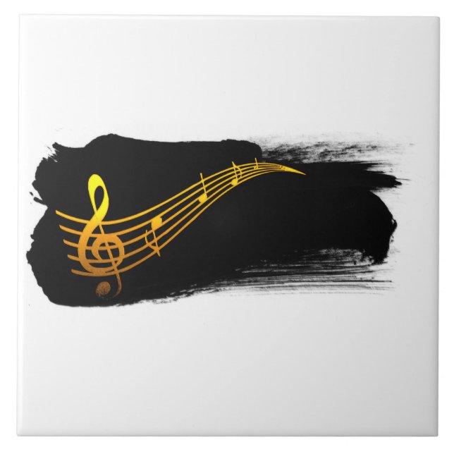 Desenho Musical de Clave de Sol Amarelo-Dourado (Frente)