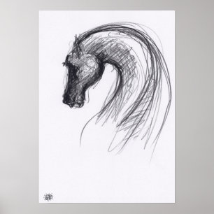 Desenho Original 1 Cavalo Ano Zodiac Poster