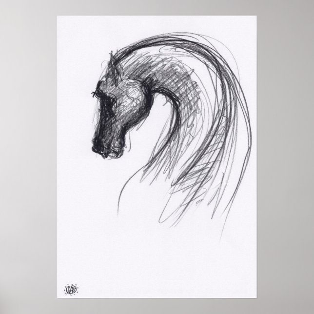 Desenho Original 1 Cavalo Ano Zodiac Poster (Frente)