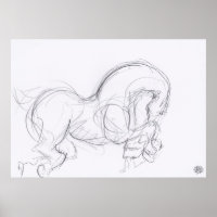 Desenho original - 3 Cavalo Ano Zodiac - Poster
