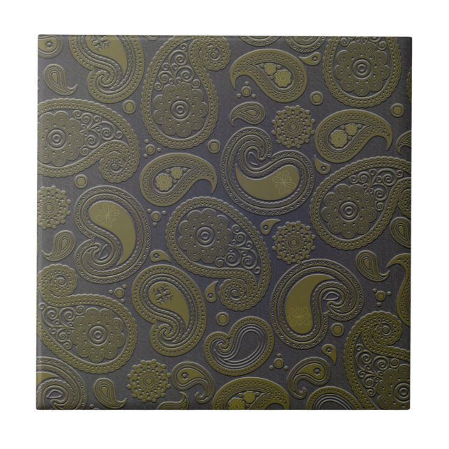 Desenho paisley marrom âmbar (Frente)