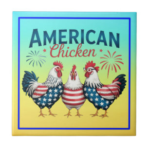 Desenho Patriótico Americano de Frango de 4 de Jul
