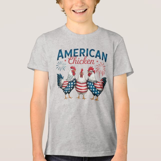 Desenho Patriótico Americano de Frango de 4 de Jul (Frente)
