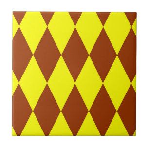 Desenho Xadrez Arlequim Amarelo Castanho