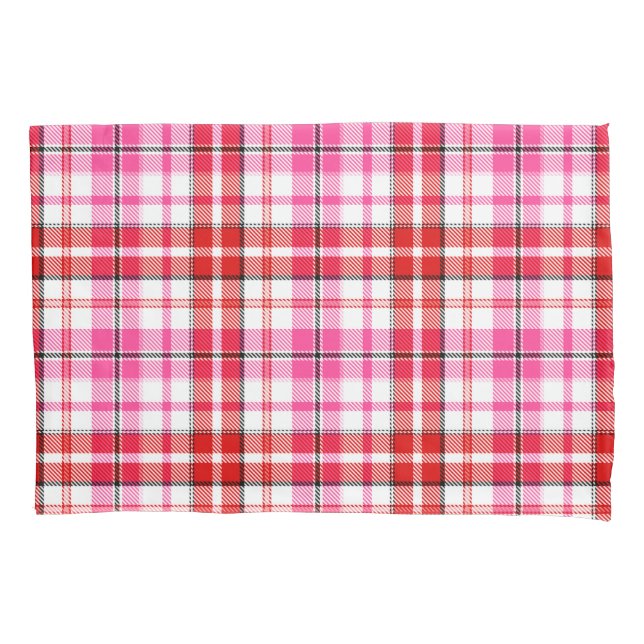 Desenho Xadrez Escocês Branco Vermelho Rosa (Frente)